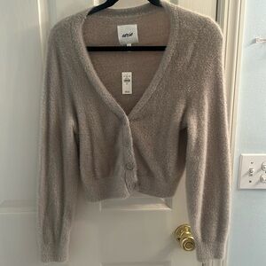 Aerie fuzzy gray cardigan